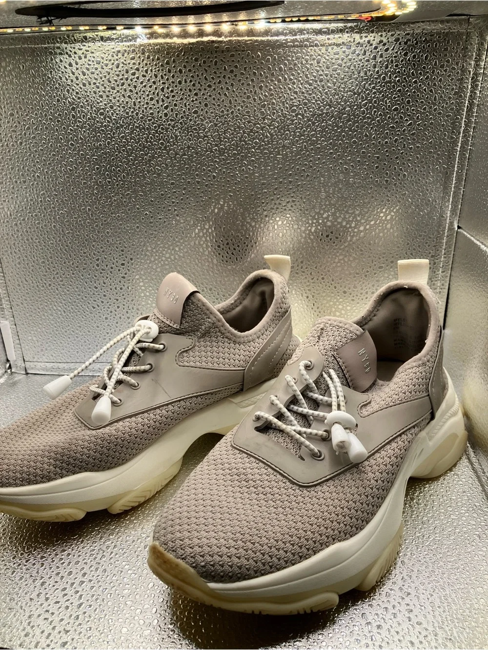 Steve Madden Women's Taupe Knit Platform Sneakers